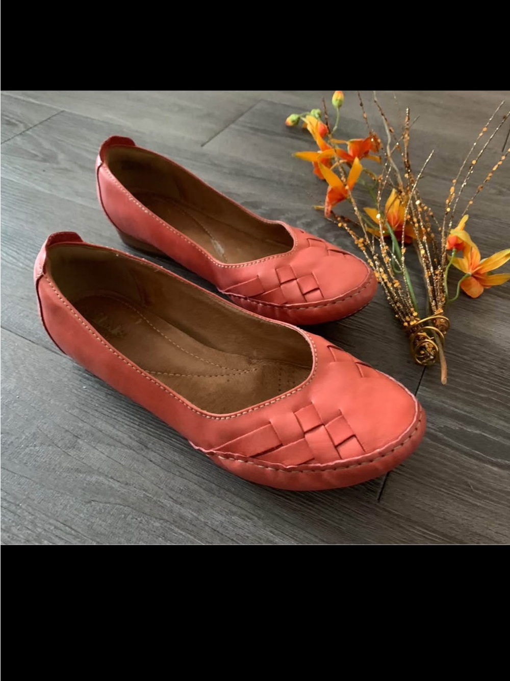 Clarks Coral Woven Toe Ballet Flats